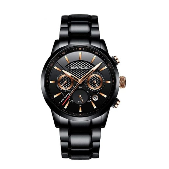 CRRJU Other - CRRJU🌺Men's Chronograph Quartz Waterproof Wristwatch Black Stainless Steel